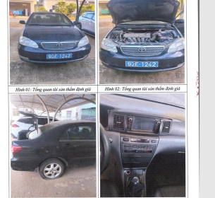 Xe ô tô con nhãn hiệu TOYOTA, số loại COROLLA ALTIS ZZE 122L-GEMEKH, năm sản xuất 2005, biển kiểm soát 92E-1242, đã qua sử dụng.